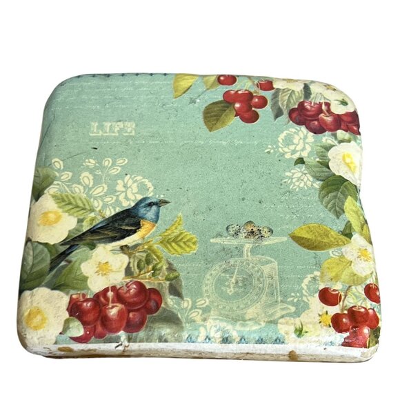 Terri Conrad Vintage Rock Art Set Rustic Metal Stand Butter Yellow Red Artsy - Picture 6 of 16